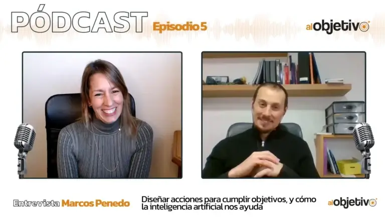 Hombre y mujer, Elizabeth Castillo y Marcos Penedo, en entrevista sobre objetivos e inteligencia artificial