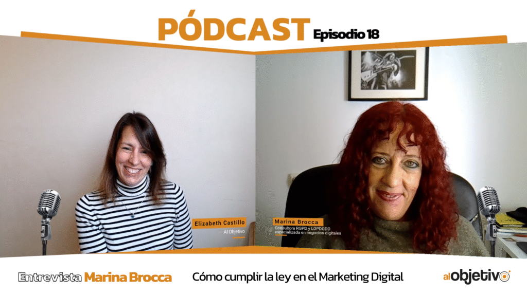 Mujeres, Elizabeth Castillo y Marina Brocca hablando en entrevista sobre cómo cumplir la ley en el marketing digital
