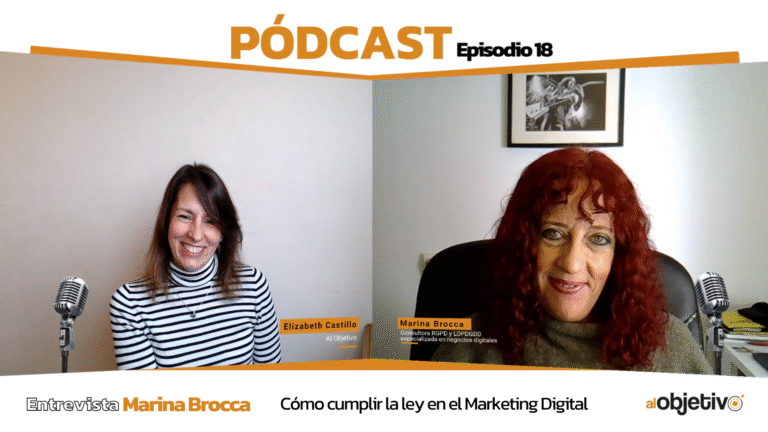 Mujeres, Elizabeth Castillo y Marina Brocca hablando en entrevista sobre cómo cumplir la ley en el marketing digital