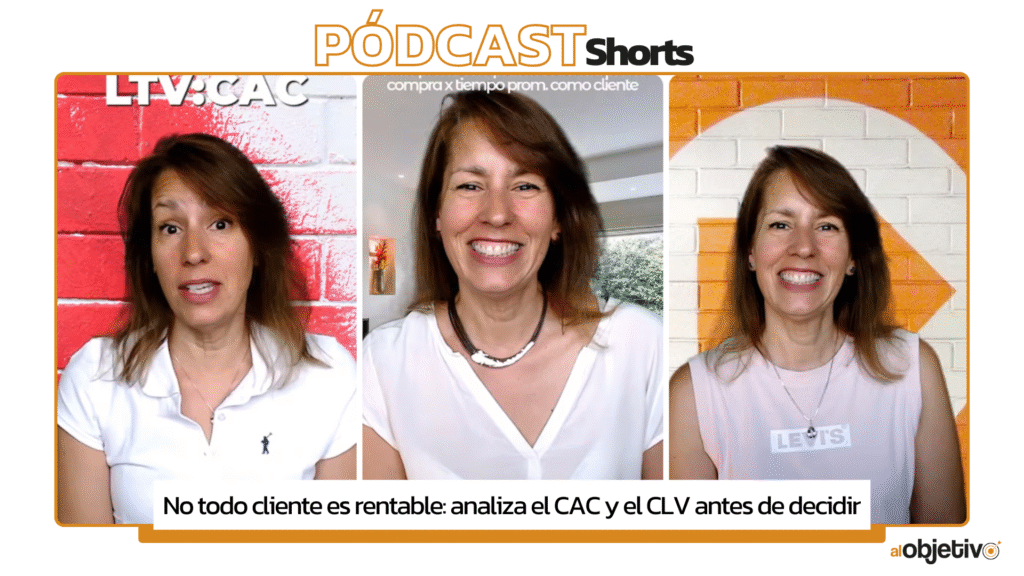 Tres fotos de mujer explicando qué son el CAC y el CLV.