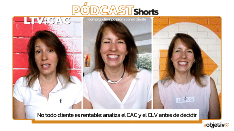 Tres fotos de mujer explicando qué son el CAC y el CLV.